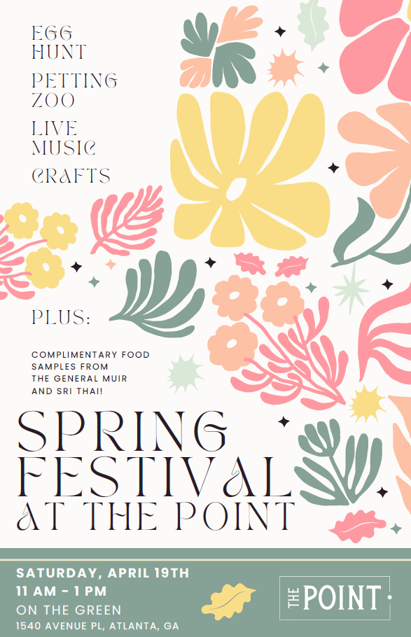 Egg Hunt Petting Zoo Live Music Crafts Plua: complicmentary Food Samples from The General Muir & Sri Thai - SPRING FESTIVAL AT THE POINT